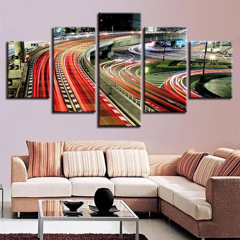 City Highway Night – Nature Canvas Wall Art