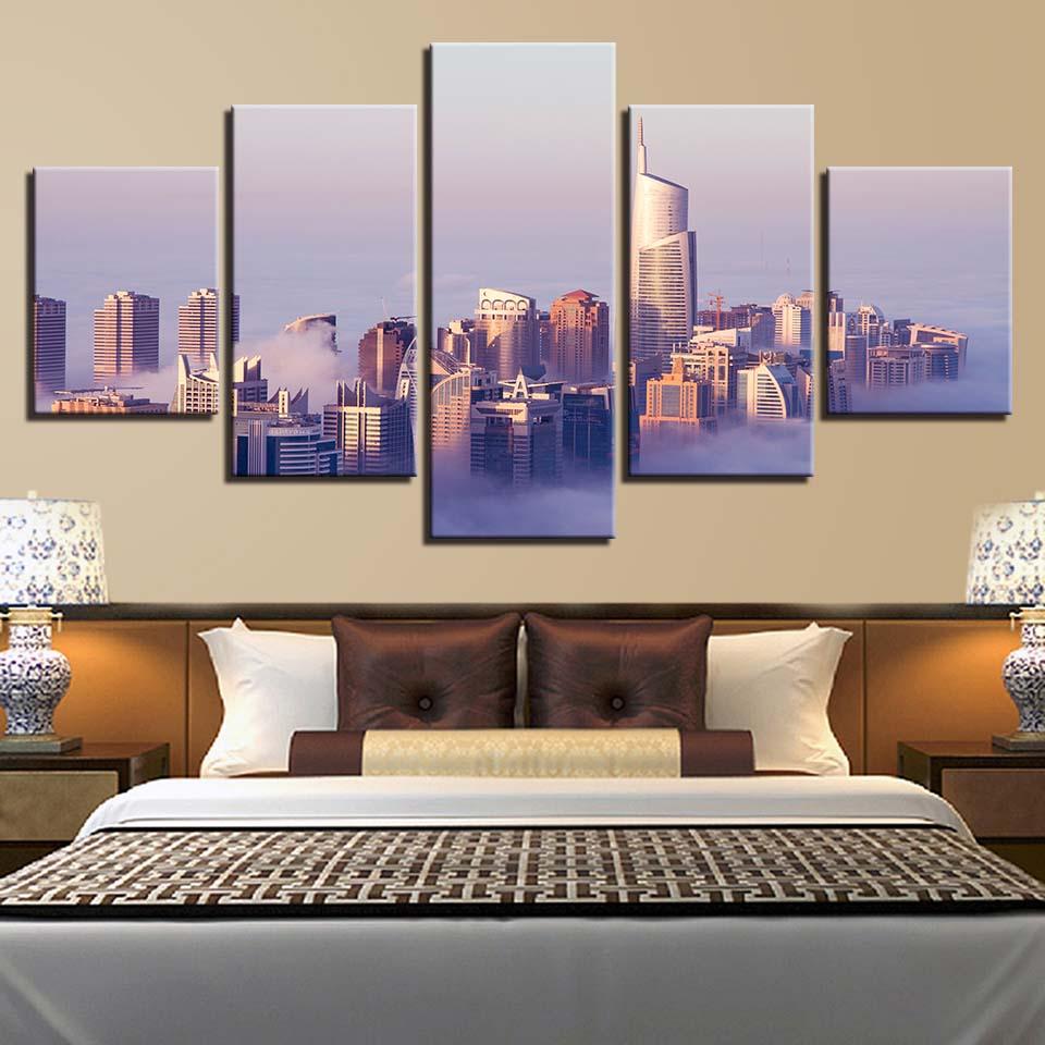 City In The Sky Cloud Mist Building – Nature Canvas Wall Art