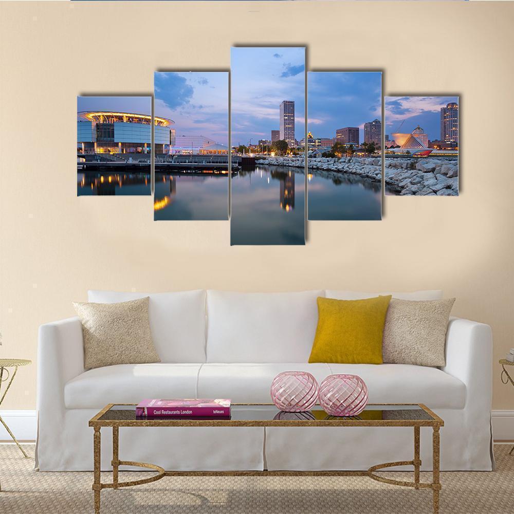 City Of Milwaukee Skyline With Lake Michigan Nature – Canvas Wall Art