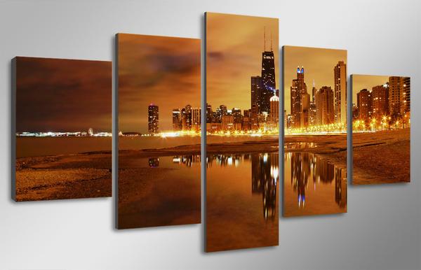 Cityscape Sunset Chicago Evening – Nature Canvas Wall Art