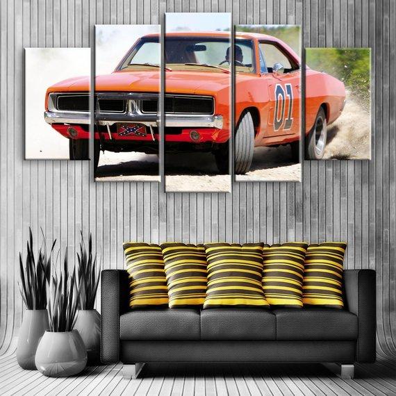 Classic Dodge Charger General Lee – Automative Canvas Wall Art