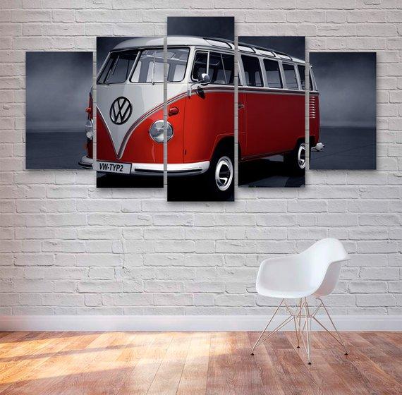 Classic Red Camper Van Classic – Automative Canvas Wall Art