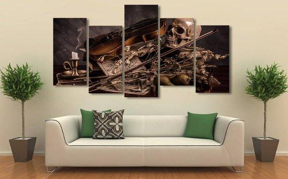 Classic Violin Skull 1 – Abstract Canvas Wall Art