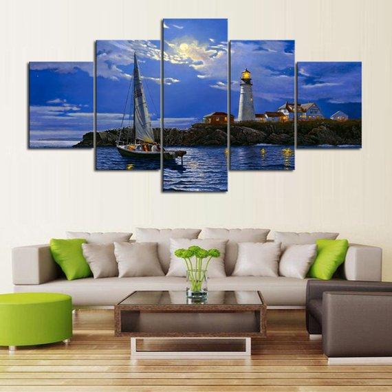 Clear Sailing Lighthouse 01 – Nature Canvas Wall Art