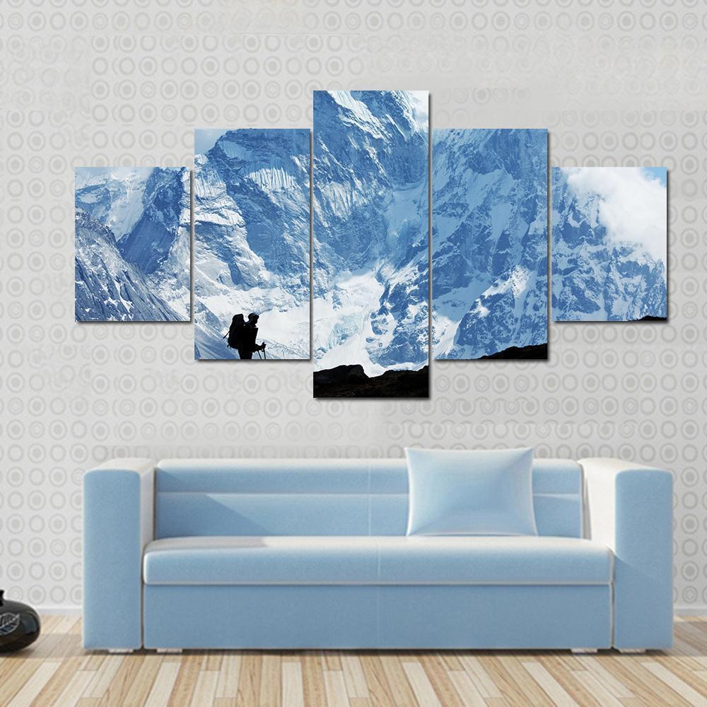 Climber In Himalayan Mountain – Nature Canvas Wall Art