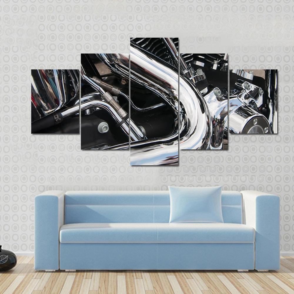 Closeup Of A Big Shiny Motorcycle Engine – Automative Canvas Wall Art