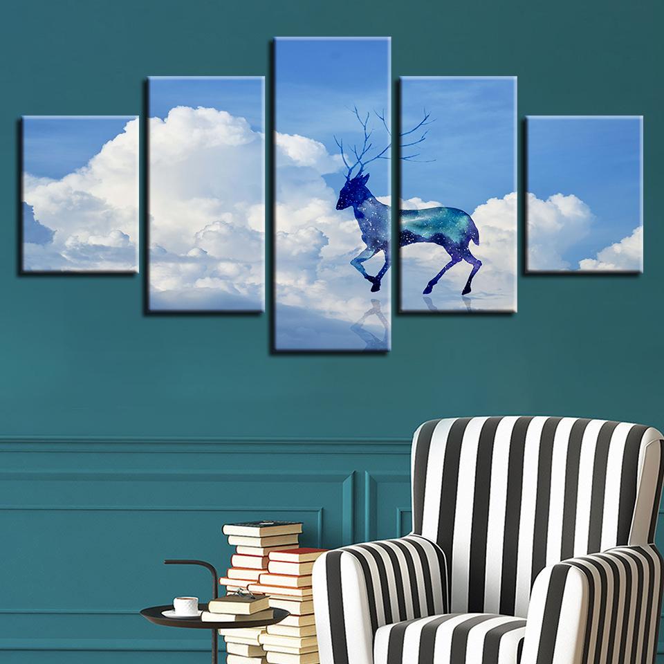 Cloud Deer – Abstract Animal Canvas Wall Art