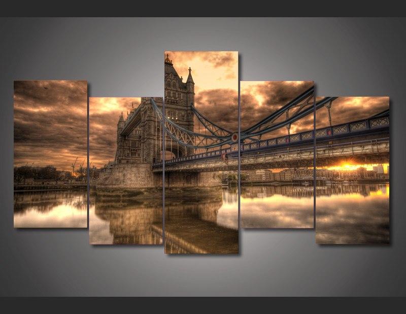 Clouds Above Tower Bridge – Nature Canvas Wall Art