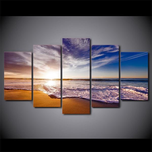 Clouds Beach At Sunset 02 – Nature Canvas Wall Art