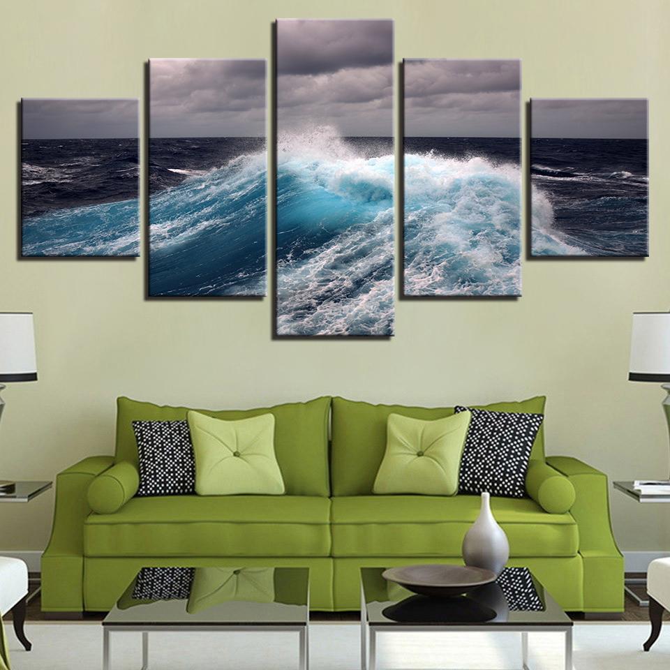 Cloudy Sea Waves – Space Canvas Wall Art