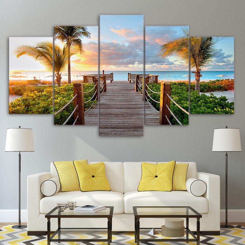 Coast Boardwalk Palms – Nature Canvas Wall Art