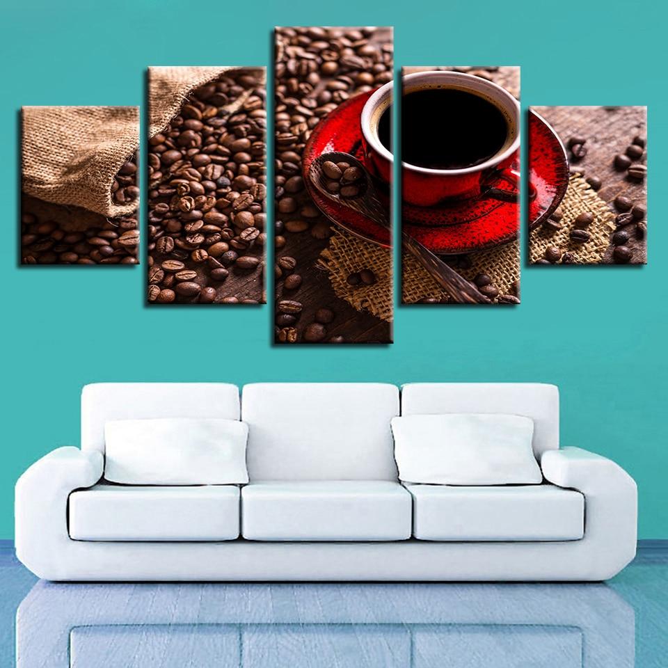 Coffee Beans And Coffee 2 – Nature Canvas Wall Art