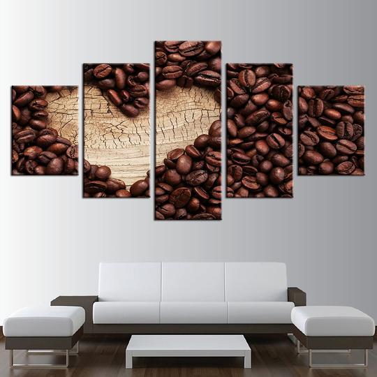 Coffee Beans Heart – Abstract Canvas Wall Art