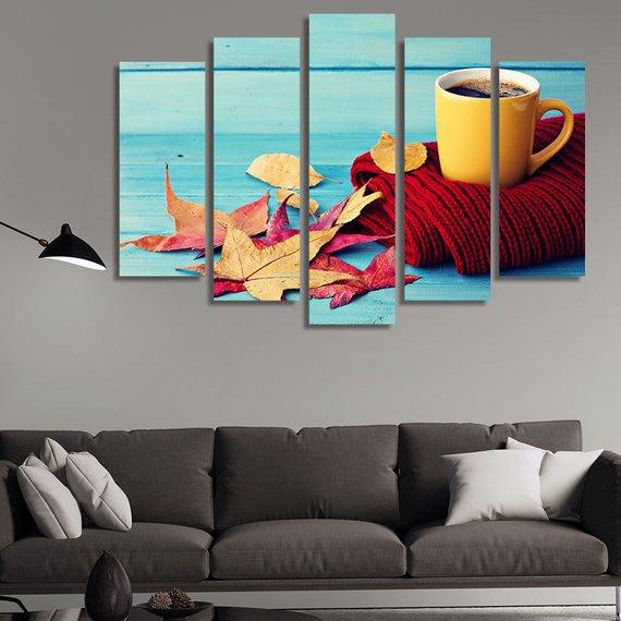 Coffee On Red Scarf – Anstract Canvas Wall Art
