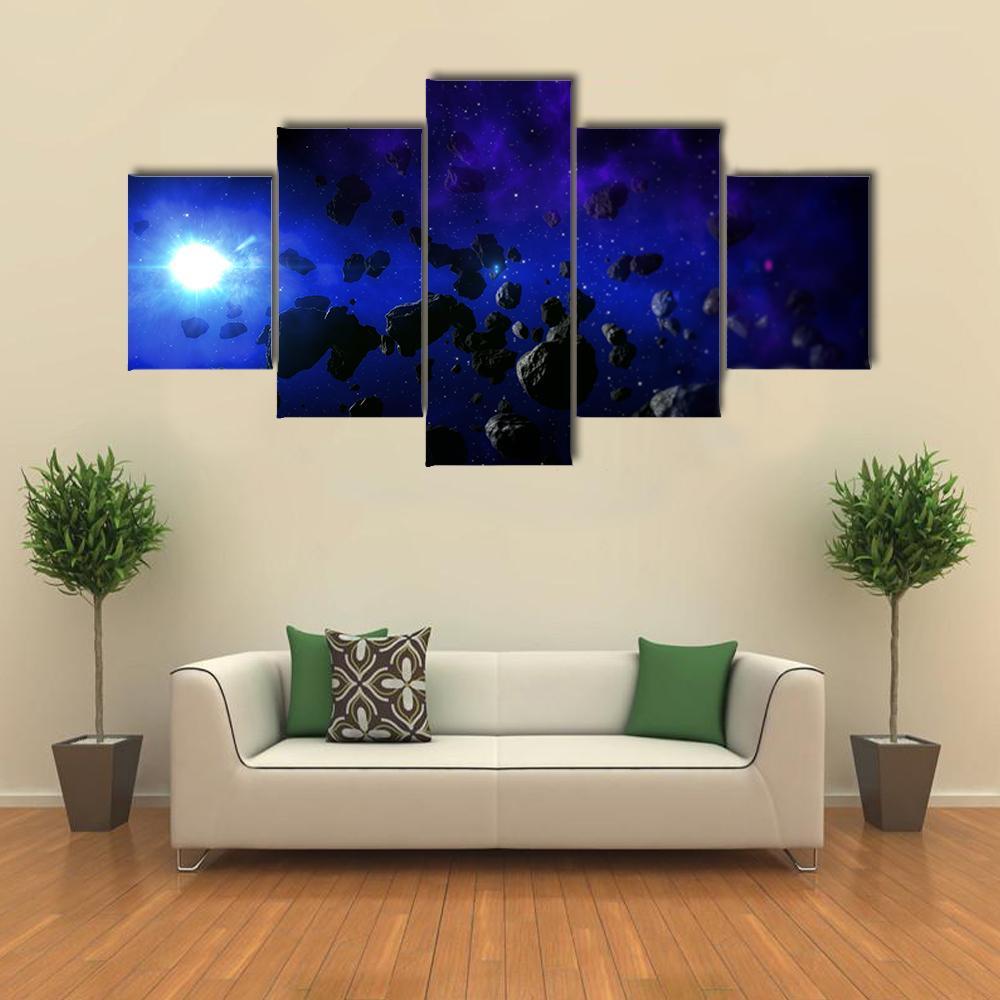 Cold Star With The Flying Asteroids – Space Canvas Wall Art
