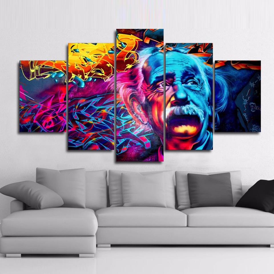 Color Abstract Albert Einstein – Famous Person Canvas Wall Art