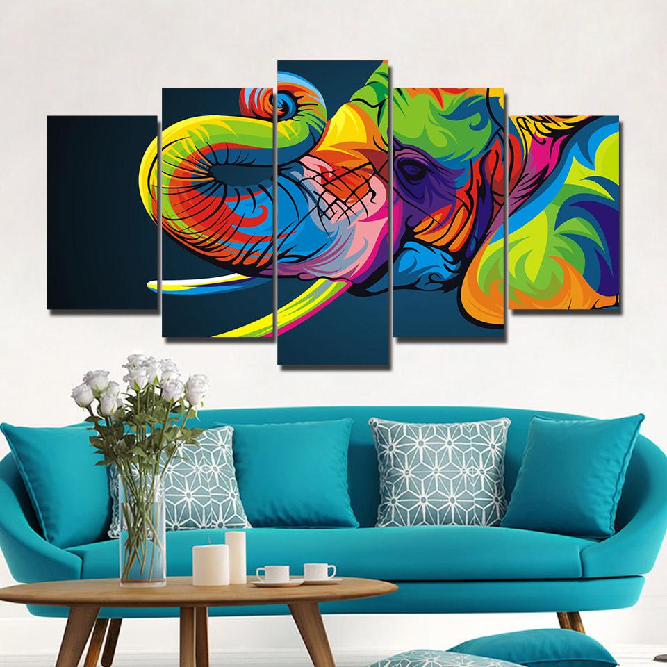 Color Abstract Elephant 01 – Abstract Canvas Wall Art