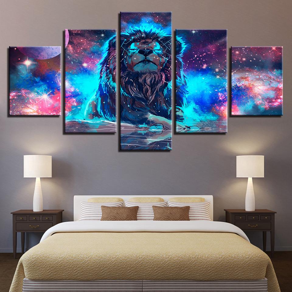 Color Abstract Nebula Lion Constellation – Animal Canvas Wall Art