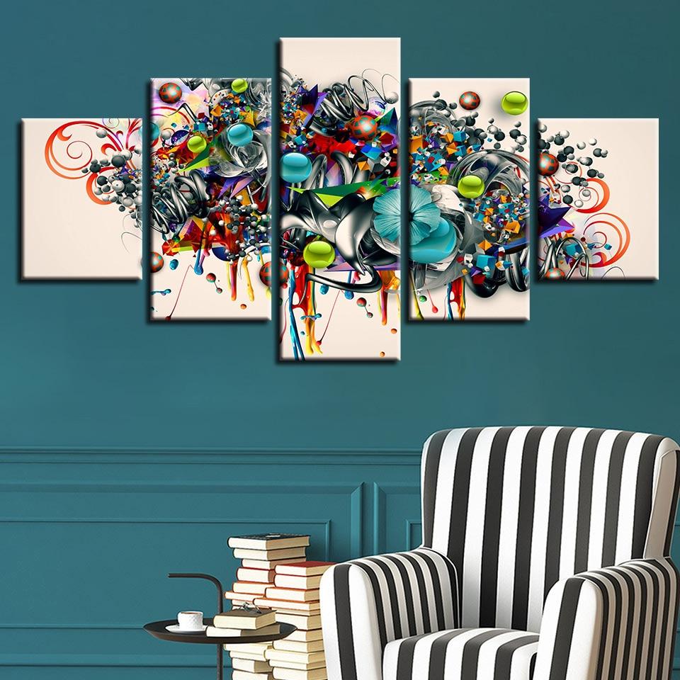 Color Insects Ladybugs Butterflies And Flower – Abstract Canvas Wall Art