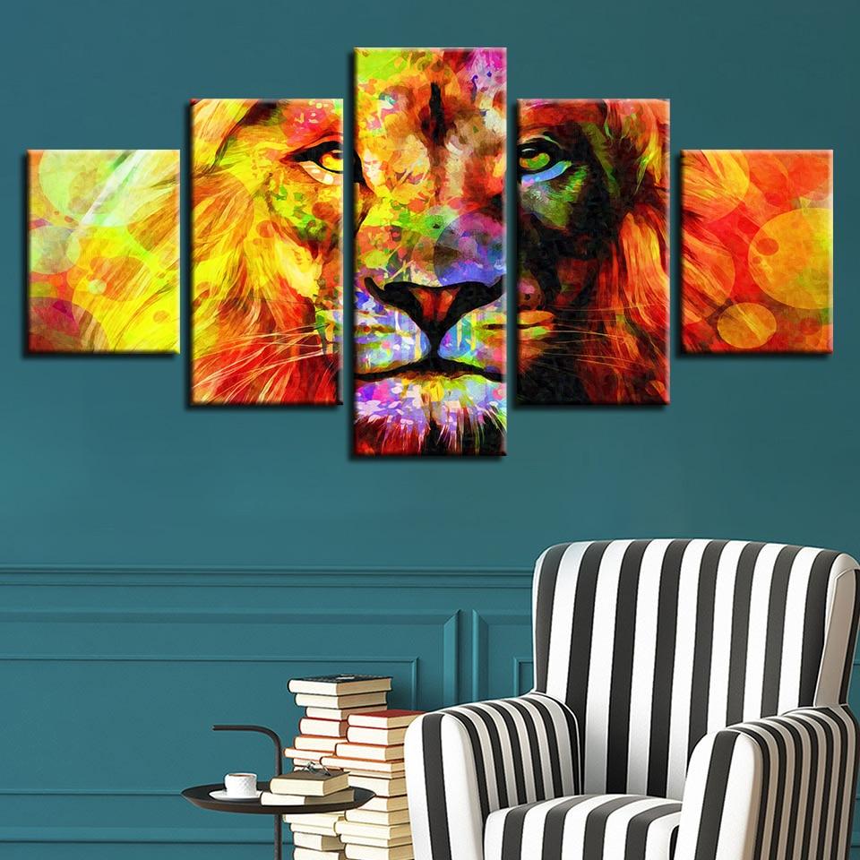 Color Lion 3 – Animal Canvas Wall Art