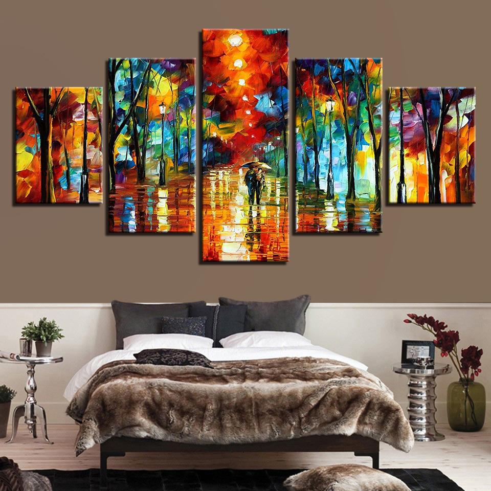 Color Tree Walking In The Rain – Abstract Canvas Wall Art