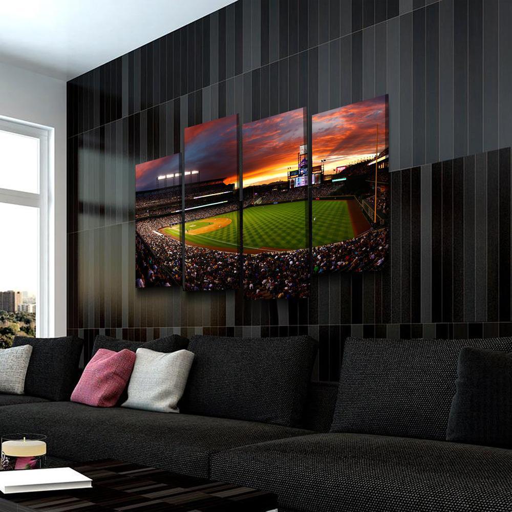 Colorado Rockies Stadium Baseball 4 Pieces – Canvas Wall Art