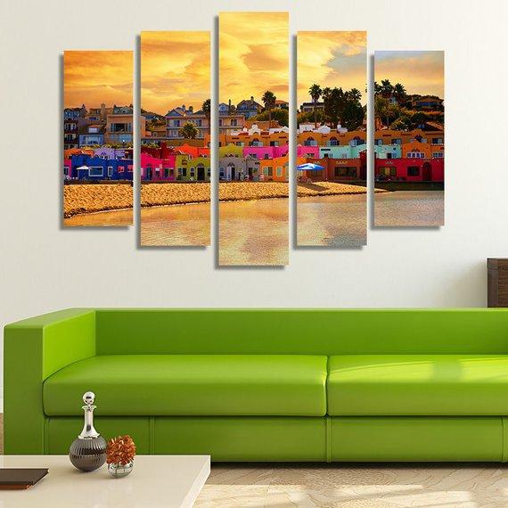Colored Houses – Nature Canvas Wall Art