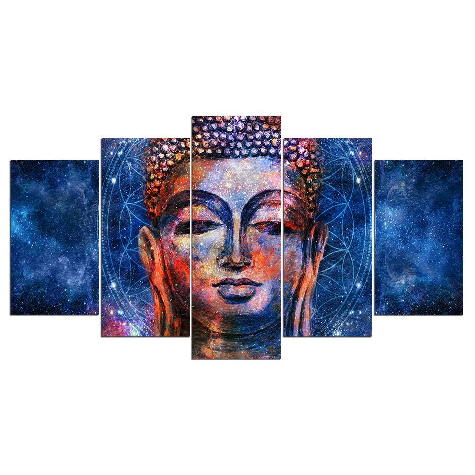 Colored Stone Buddha Statue – Religion Canvas Wall Art