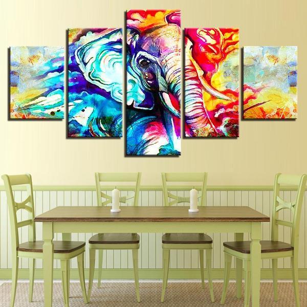 Colorful Abstract Elephant – Animal Canvas Wall Art