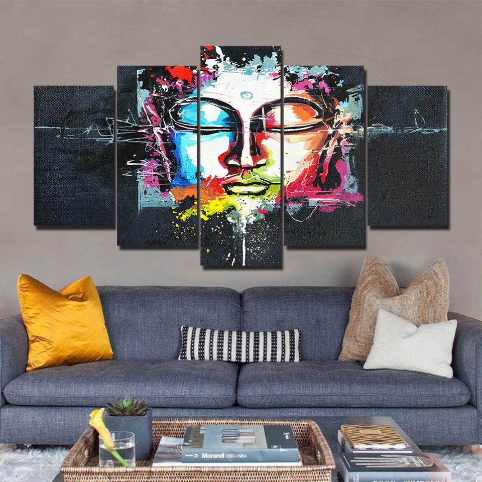 Colorful Buddha 01 – Religion Canvas Wall Art