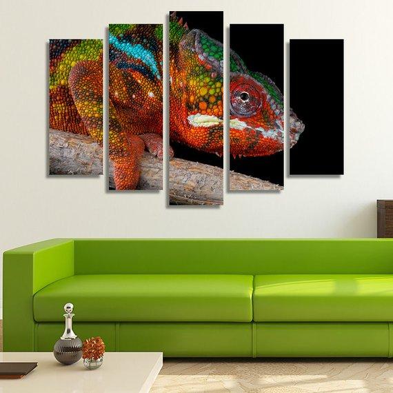 Colorful Chameleon 01 – Animal Canvas Wall Art