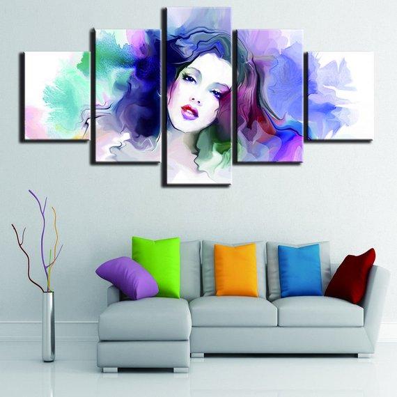 Colorful Cute Girl Beautiful – Abstract Canvas Wall Art