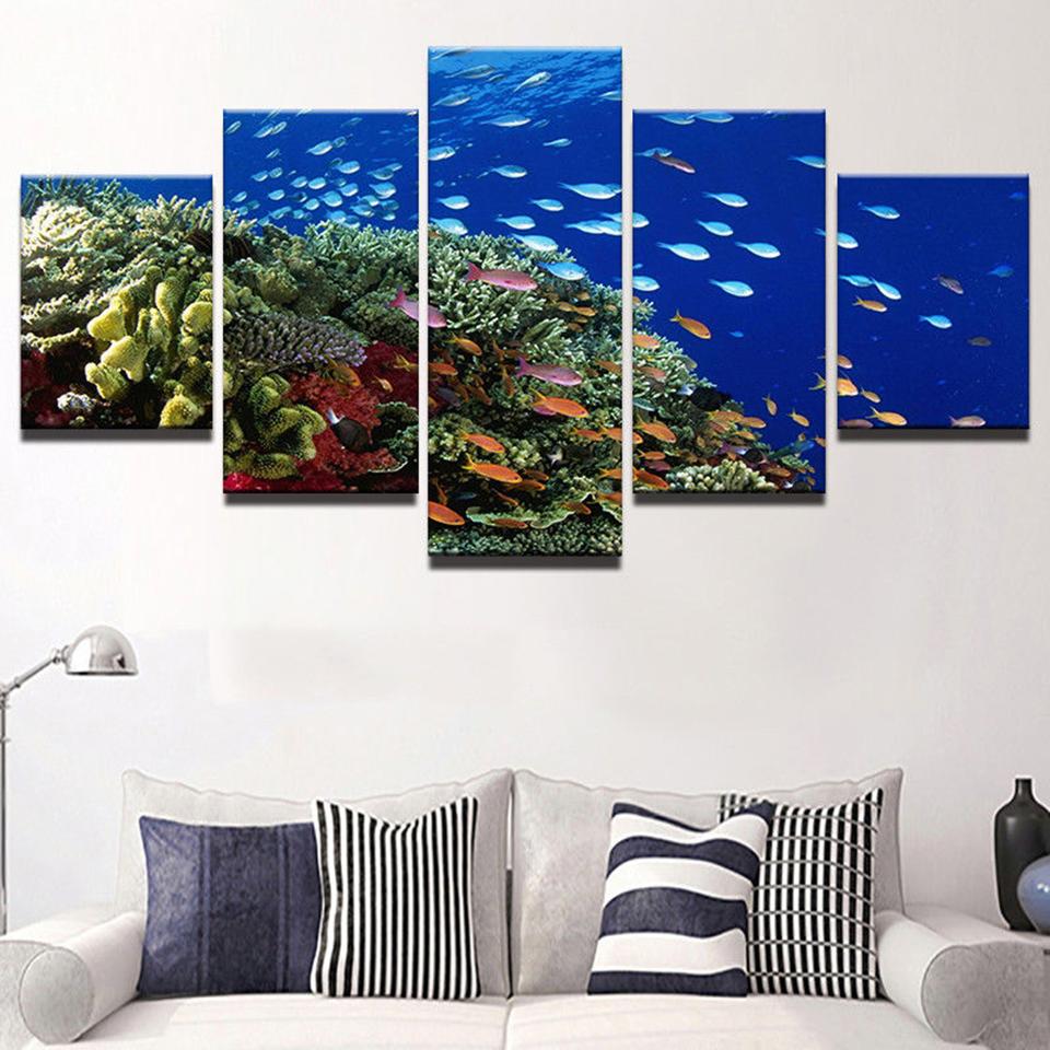 Colorful Fishes Group – Animal Canvas Wall Art