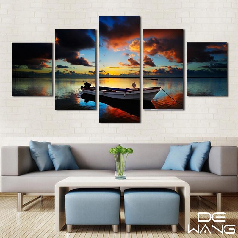 Colorful Landscape And Long-Tailed Boat – Nature Canvas Wall Art