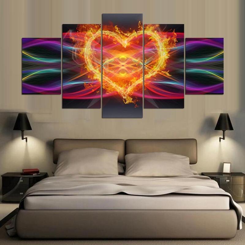Colorful Lines Love Heart – Abstract Canvas Wall Art