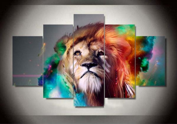 Colorful Lion – Abstract Animal Canvas Wall Art