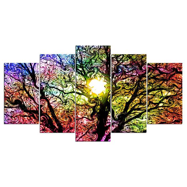 Colorful Sun Tree Modern Modular – Abstarct Canvas Wall Art