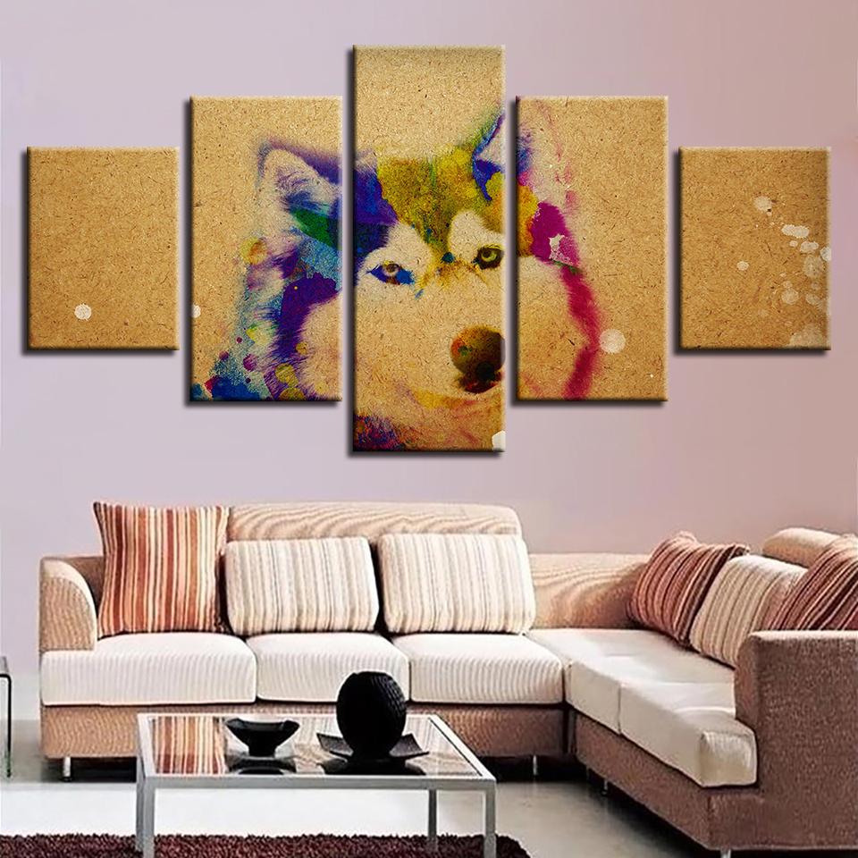 Colorful Wolf Husky – Animal Canvas Wall Art