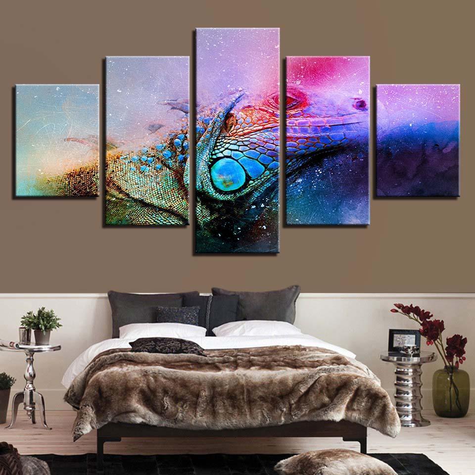 Colour Abstract Lizard Chameleon – Abstract Animal Canvas Wall Art