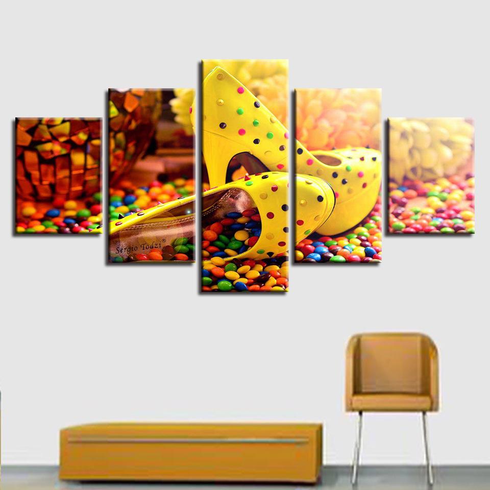 Coloured Candy Chocolate High Heels – Abstract Canvas Wall Art
