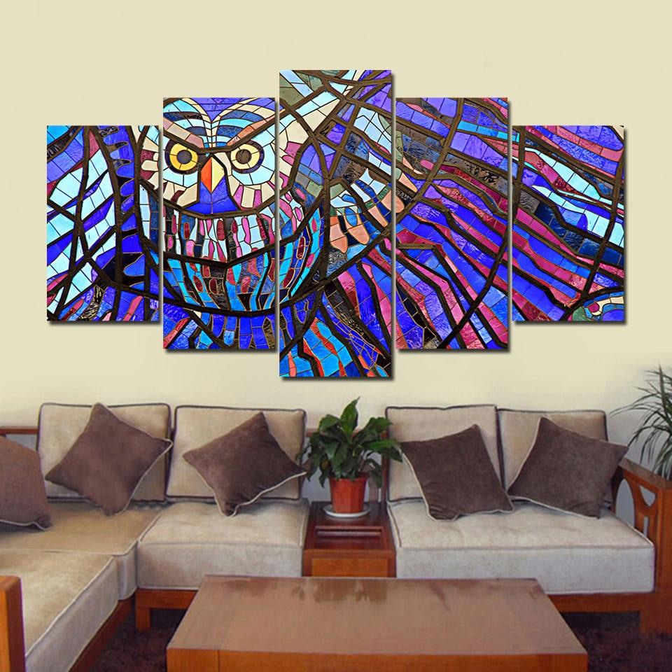 Coloured Owl – Abstract Canvas Wall Art