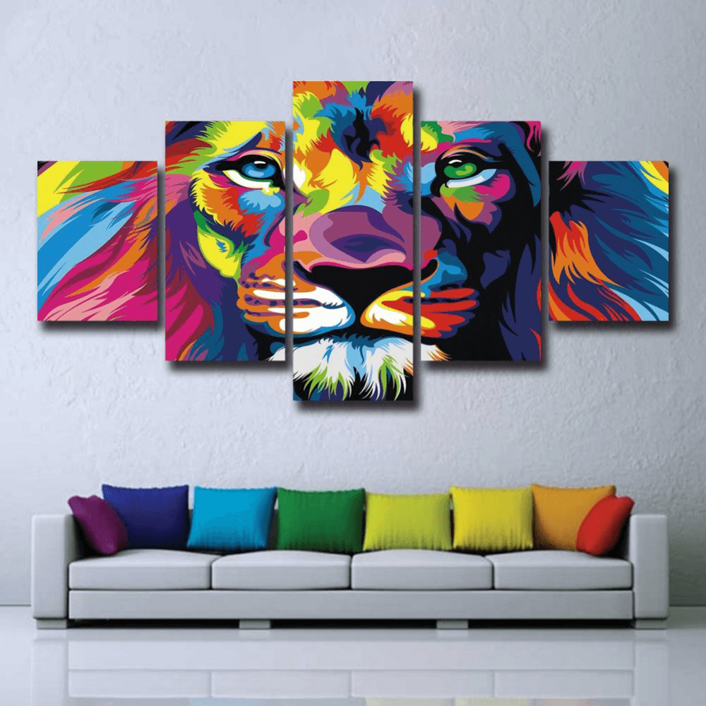 Colourful Abstract Lion King 2 – Abstract Animal Canvas Wall Art
