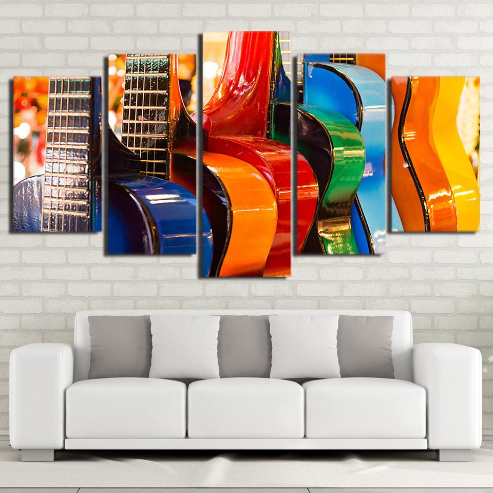 Colourful Guitar Musical Instruments – Music Canvas Wall Art