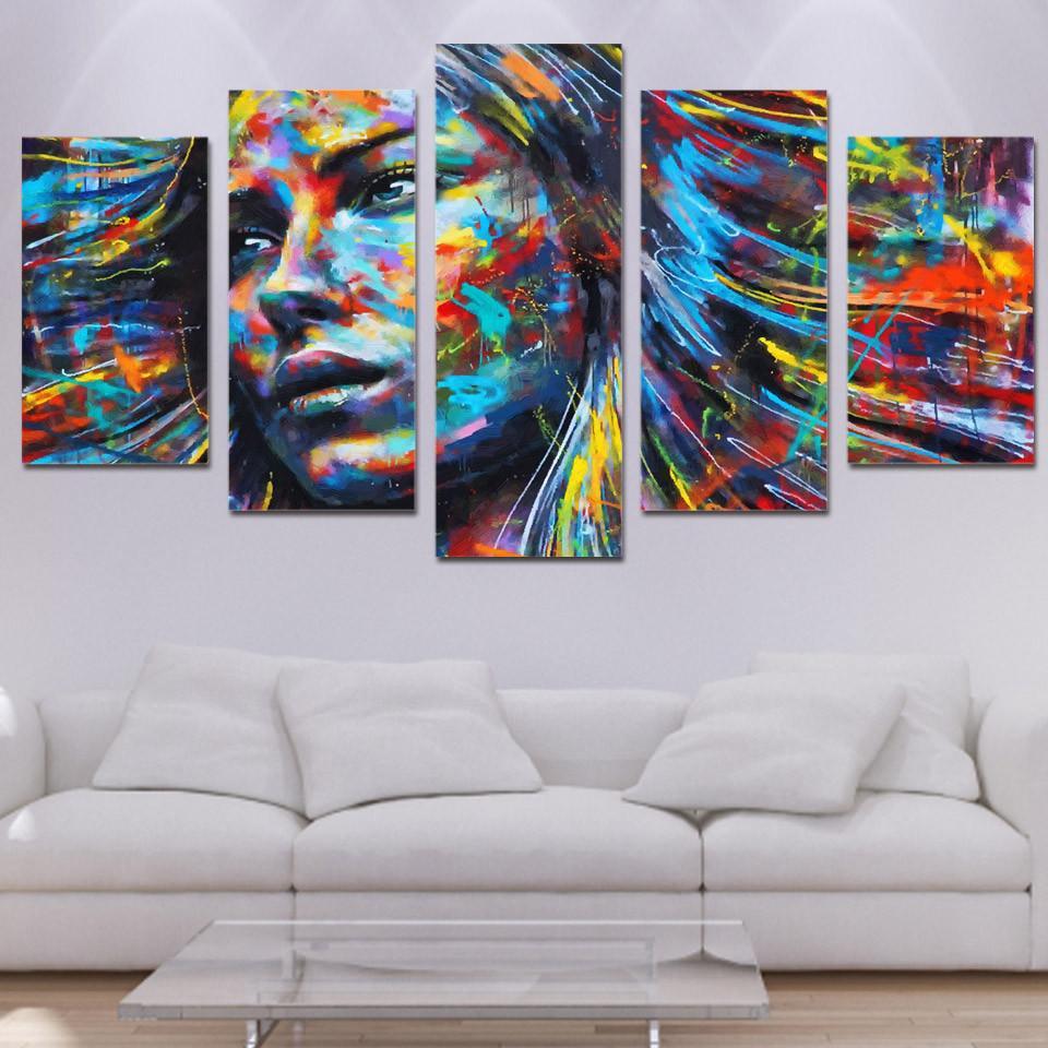 Colourful Painted Woman – Abstract Canvas Wall Art