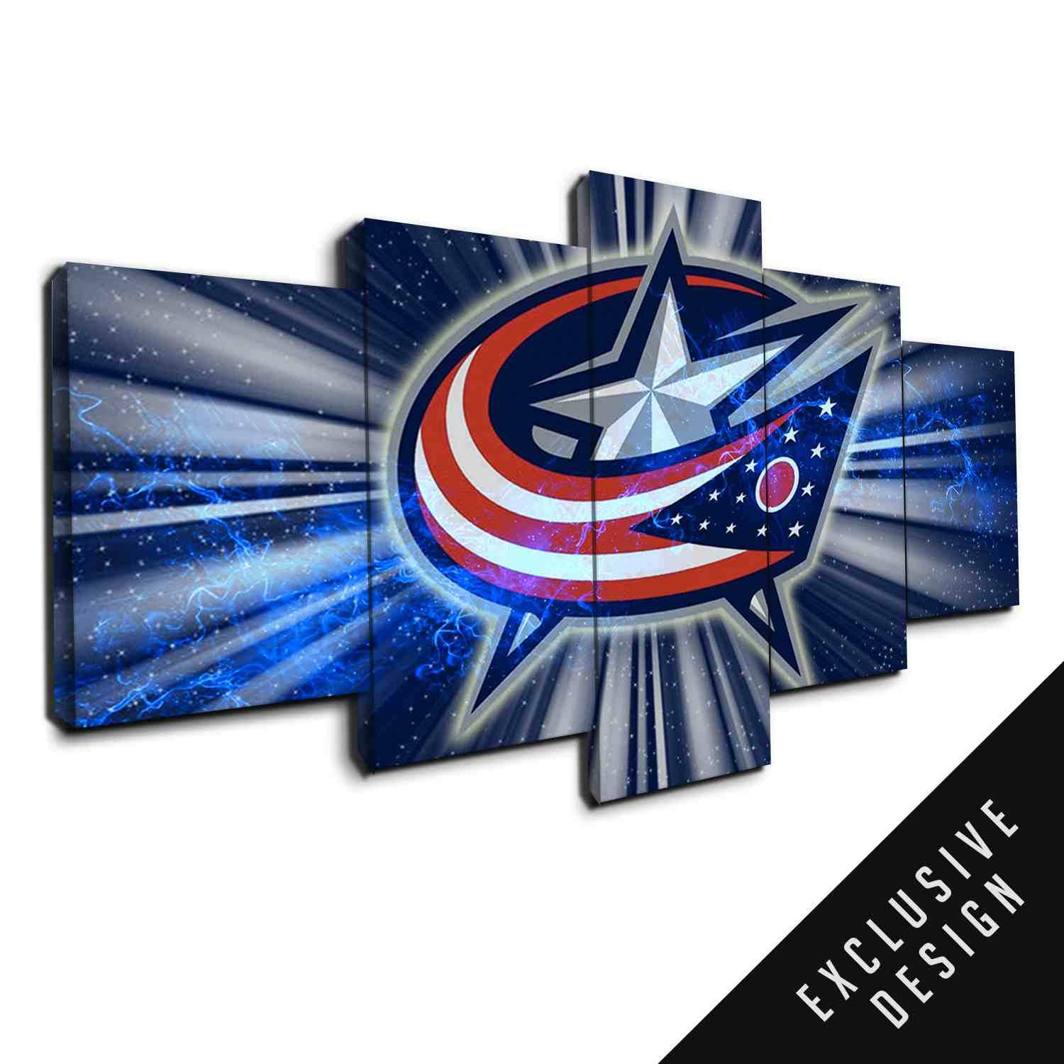 Columbus Blue Jackets NHL Team Thunderbolt – Sport Canvas Wall Art