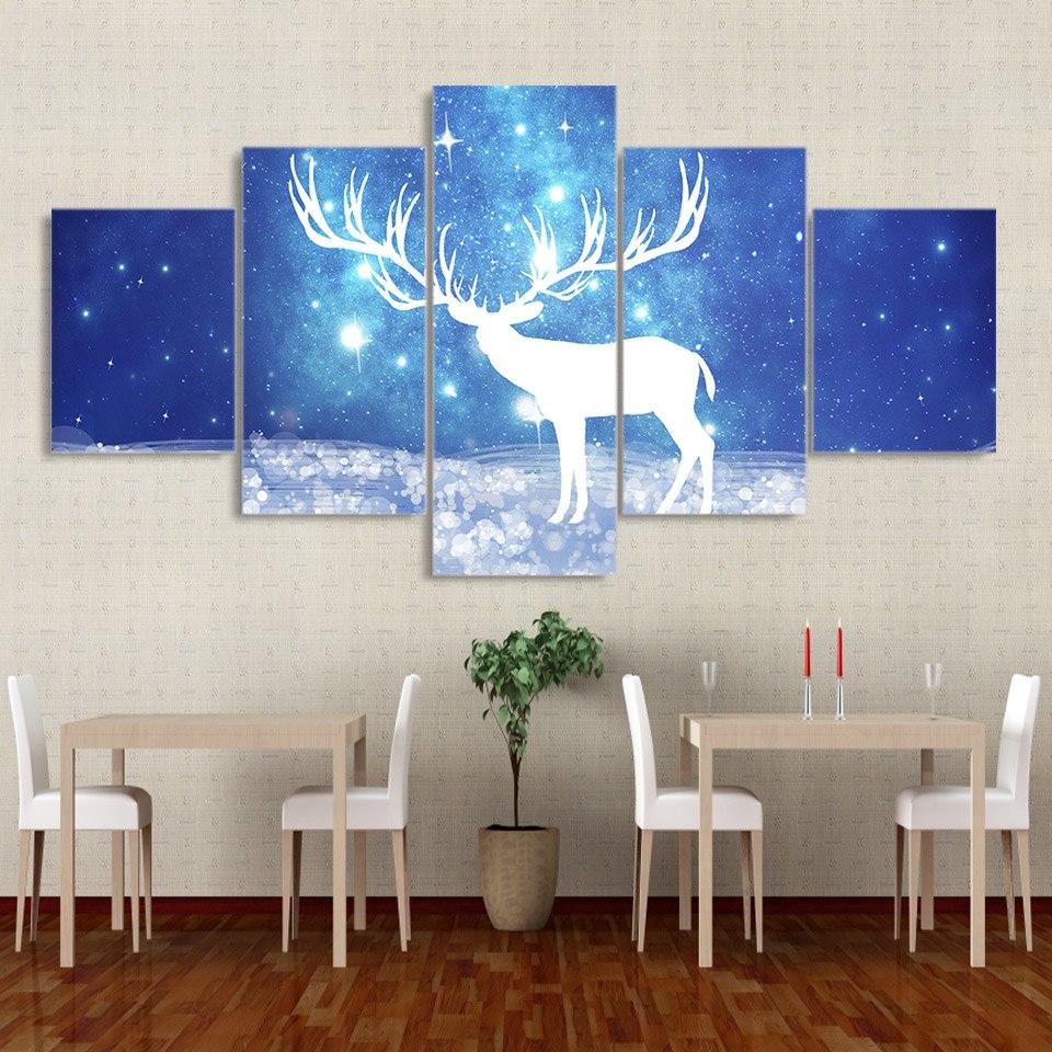 Comic Deer Branched Antlers – Animal Canvas Wall Art