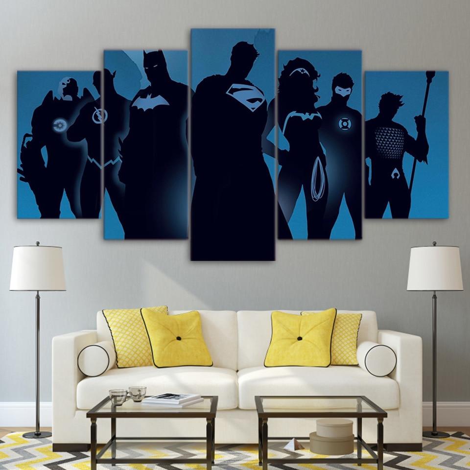 Comics Superheroes – Dc 5 Panel Wall D�Cor Canvas Wall Art