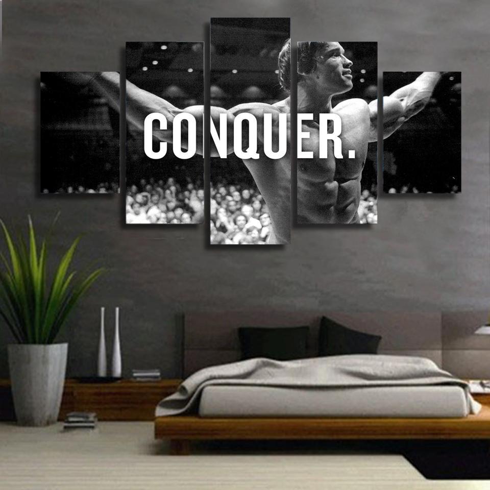 Conquer Arnold Schwarzenegger Figures Abstract Canvas Wall Art