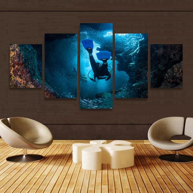 Coral Diver Underwater World – Space Canvas Wall Art