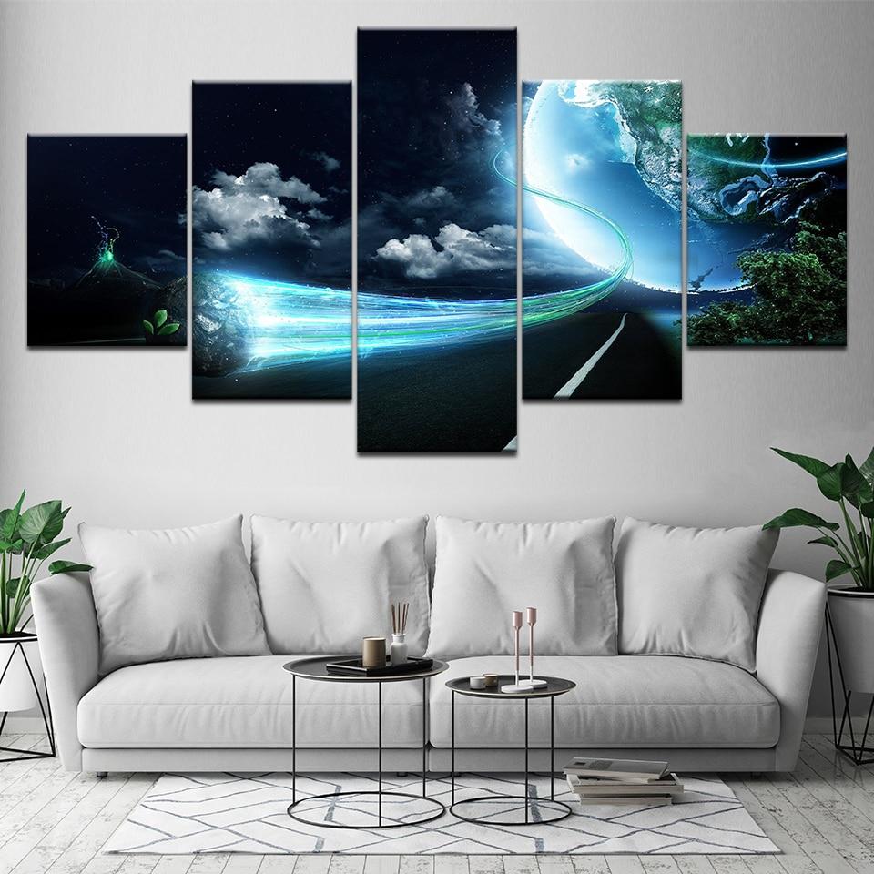 Cosmic Planet Vortex Light Meteorite – Space Canvas Wall Art